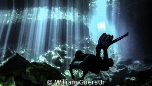 Dos ojos sink hole in Playa Del Carmen. Part of a network... by William Goers Jr 